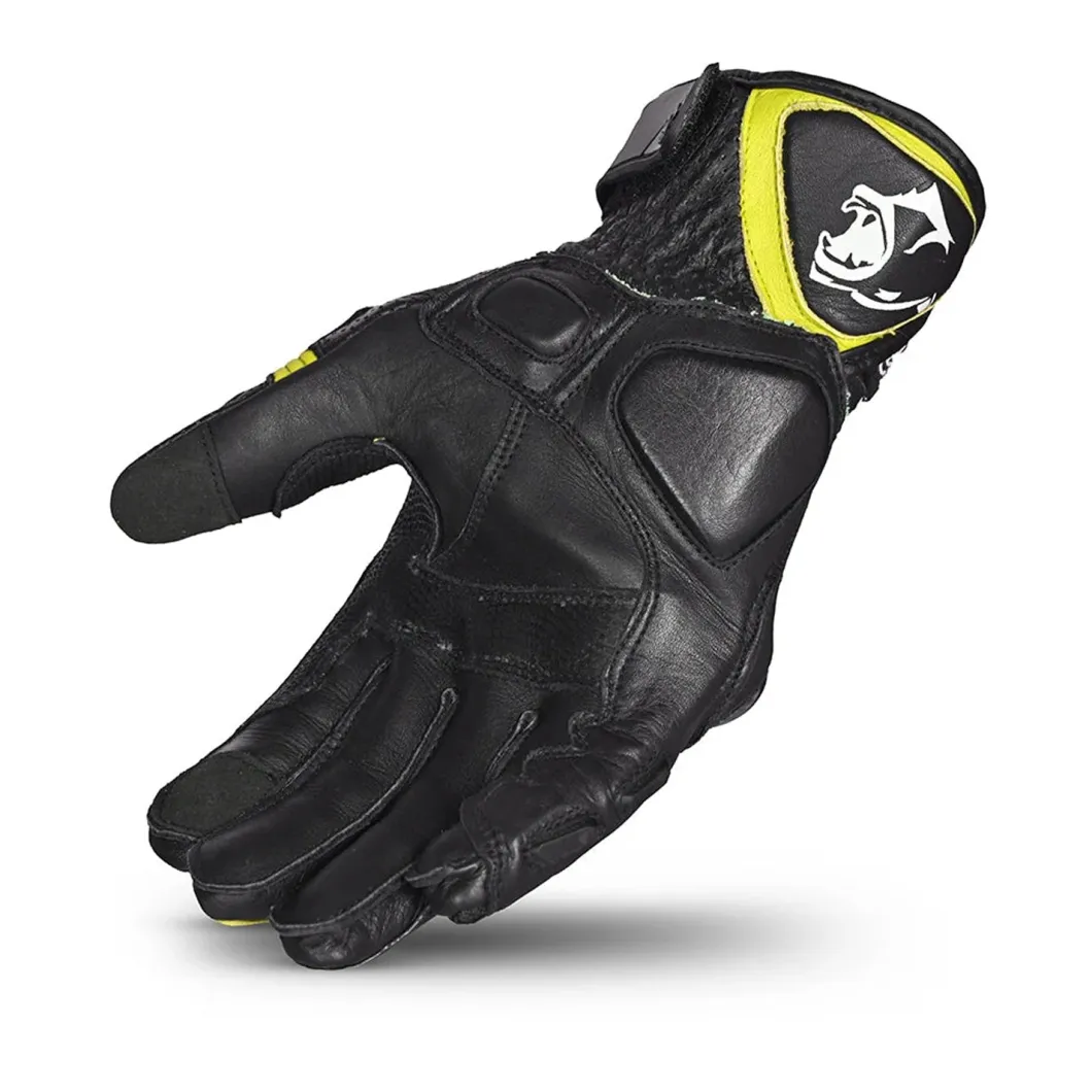 Bela Rocket Short White Flu/Black Racing Motorcycle Glove