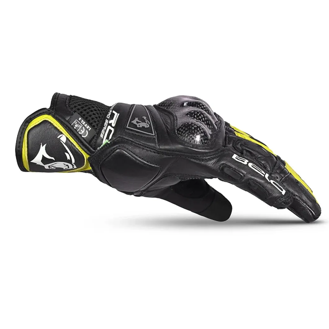 Bela Rocket Short White Flu/Black Racing Motorcycle Glove