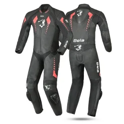 Bela Rollover Black Red 1PC Kids Leather Motorcycle Suits