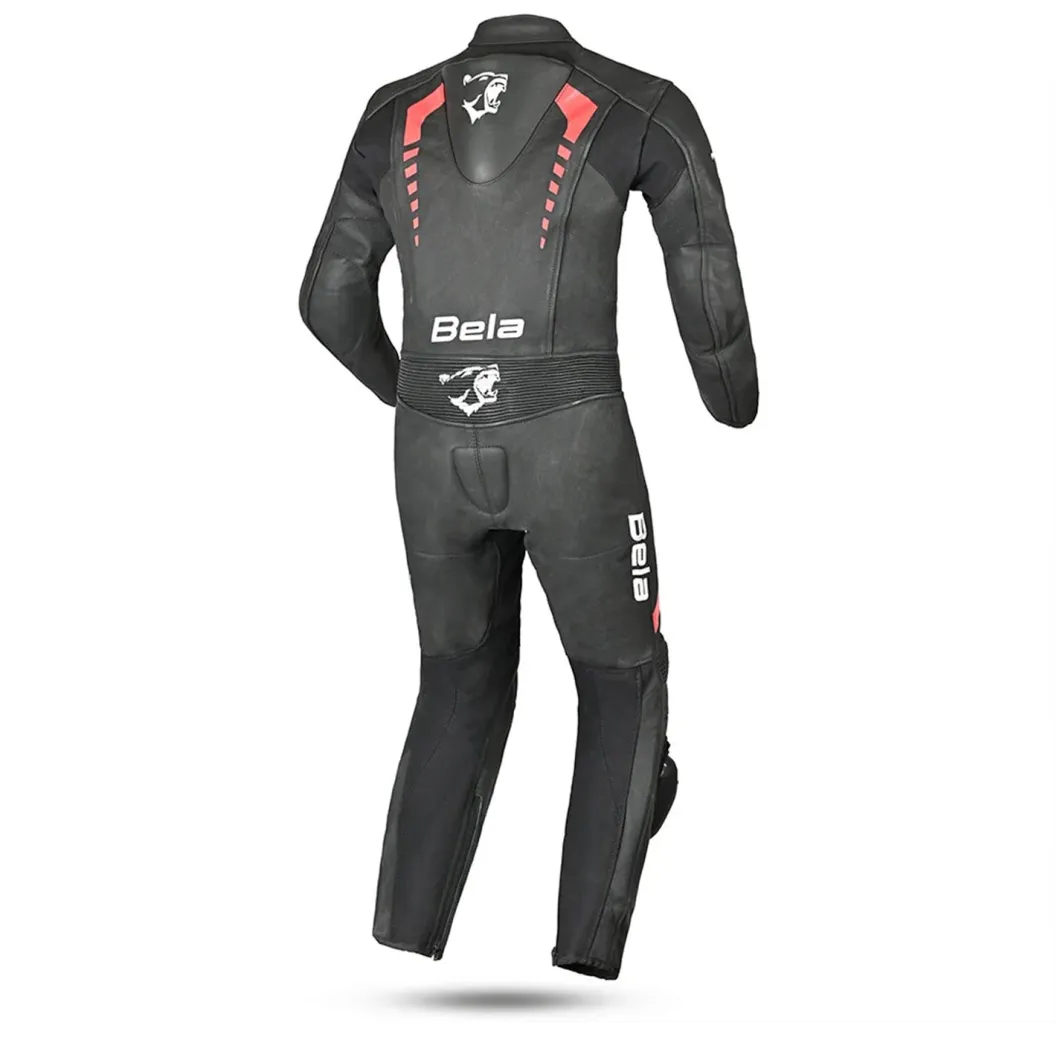 Bela Rollover Black Red 1PC Kids Leather Motorcycle Suits