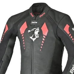 Bela Rollover Black Red 1PC Kids Leather Motorcycle Suits