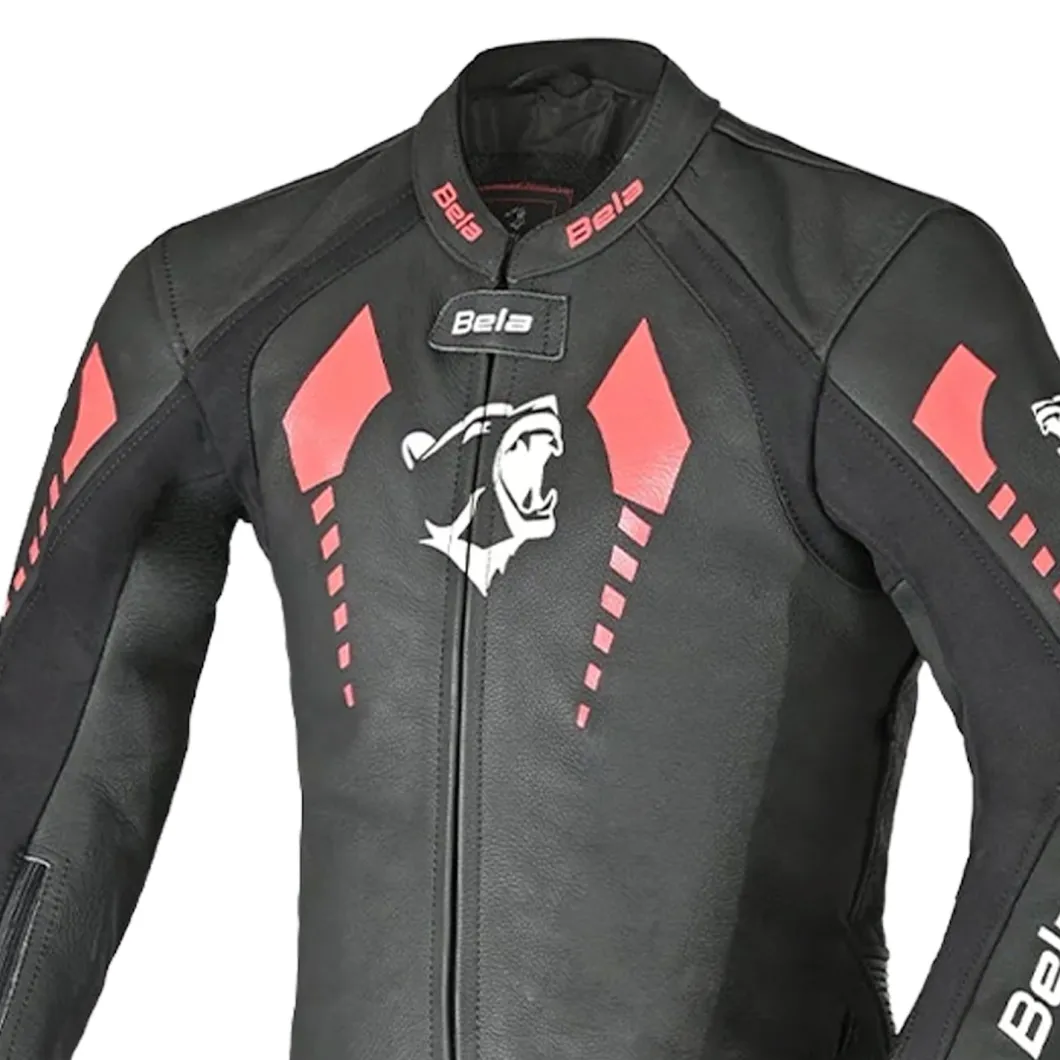Bela Rollover Black Red 1PC Kids Leather Motorcycle Suits