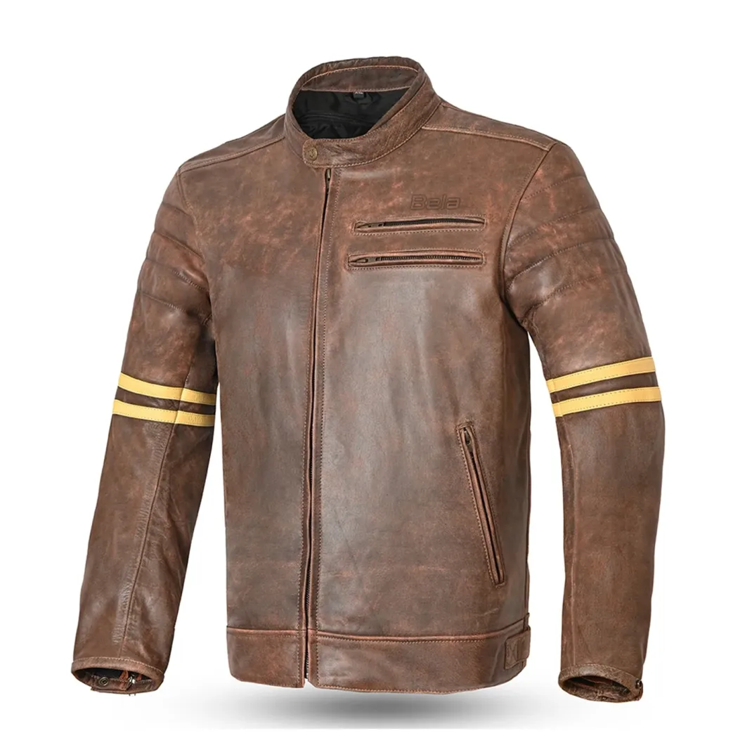 Bela Royal Rider Vintage Leather Jacket Brown/Beige