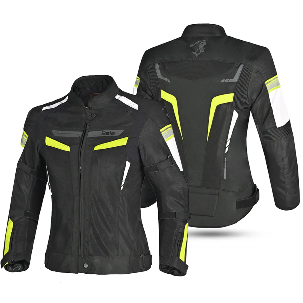 BELA SPRINTER 2-Layer Motorcycle Jacket Women Black Yellow Fluorescent