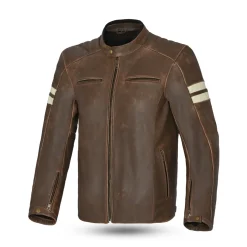 BELA STARK GIACCA DI MOTO IN PELLE MARRONE VINTAGE BEIGE