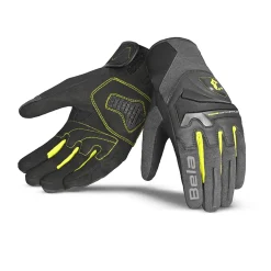 Bela star - MEN'S STAR FABRIC GLOVES, GREY/BLACK/YELLOW