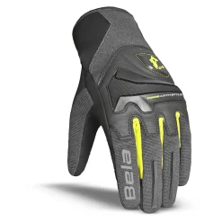 Bela star - MEN'S STAR FABRIC GLOVES, GREY/BLACK/YELLOW