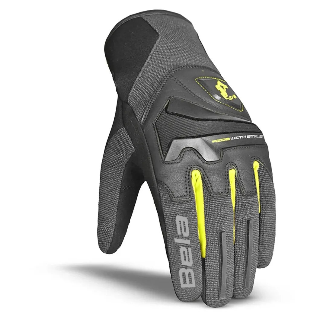 Bela star - MEN'S STAR FABRIC GLOVES, GREY/BLACK/YELLOW