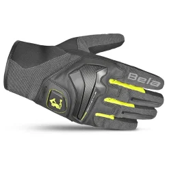 Bela star - MEN'S STAR FABRIC GLOVES, GREY/BLACK/YELLOW