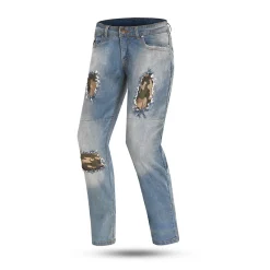 Bela Stone Azul Camouflage Motorcycle Jeans