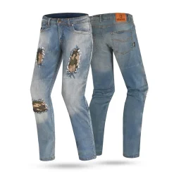 Bela Stone Azul Camouflage Motorcycle Jeans