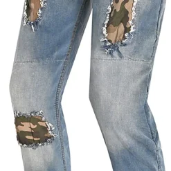 Bela Stone Azul Camouflage Motorcycle Jeans