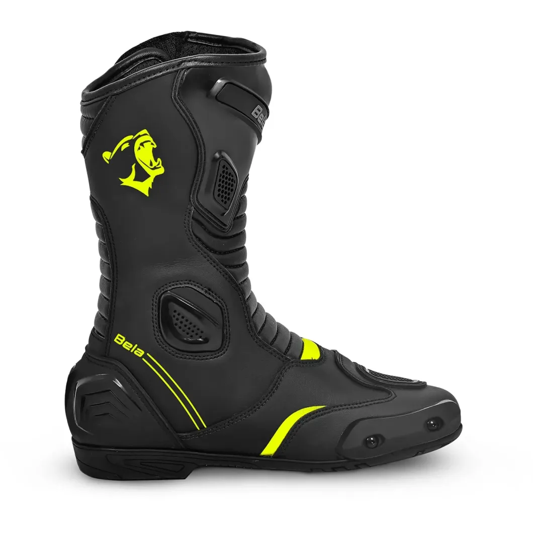 Bela Strip Sport Motorcycle Boots Black/Fluorescent Yellow
