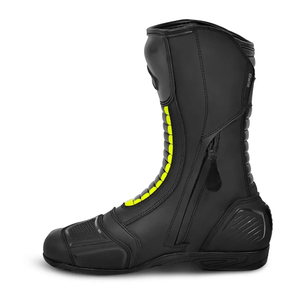 Bela Strip Sport Motorcycle Boots Black/Fluorescent Yellow