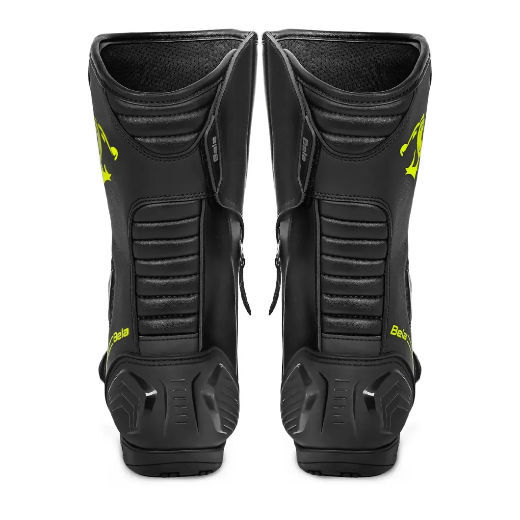 Bela Strip Sport Motorcycle Boots Black/Fluorescent Yellow