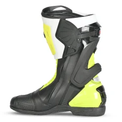 Bela Turbo Track Racing Motorcycle Boots - Black White Fluorescent Yellow