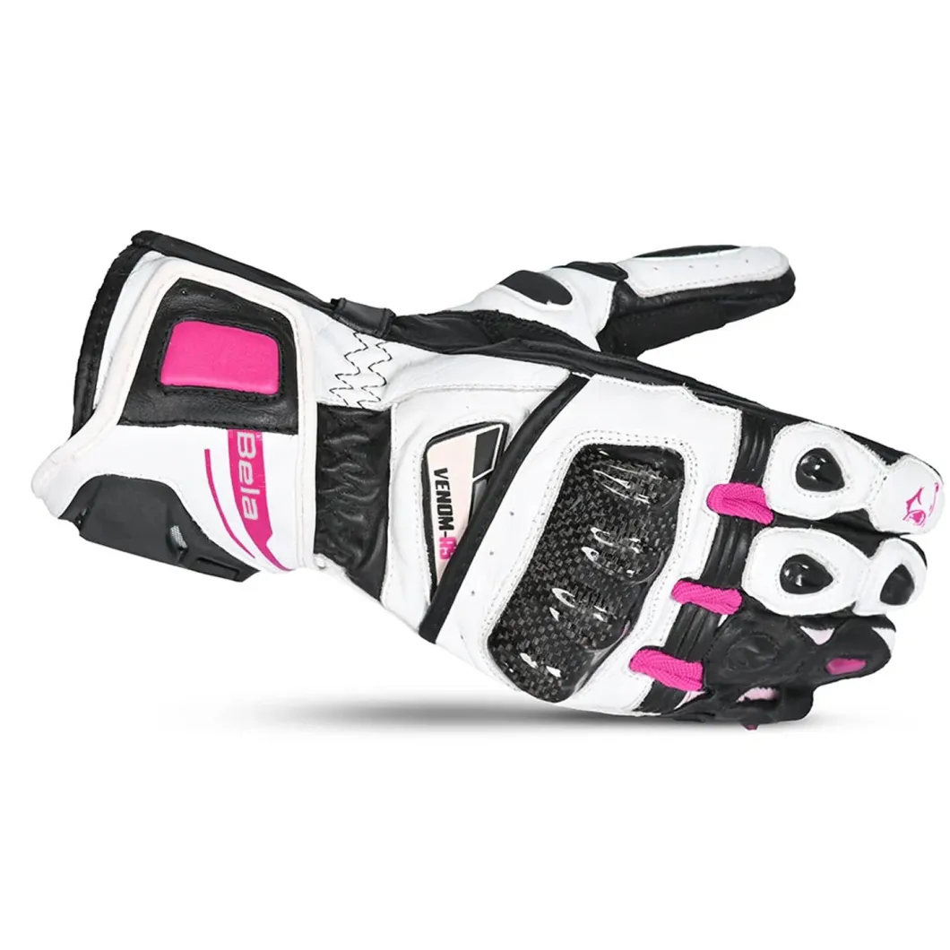 BELA Venom RS Women's Racing Gloves - White/Black/Pink