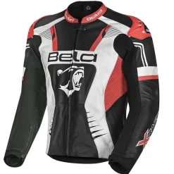 BELA X RACE GIACCA DI MOTO PELLE UOMO NERO BIANCO ROSSO