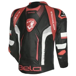 BELA X RACE GIACCA DI MOTO PELLE UOMO NERO BIANCO ROSSO