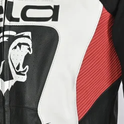 BELA X RACE GIACCA DI MOTO PELLE UOMO NERO BIANCO ROSSO