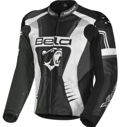 BELA X RACE GIACCA DI MOTO PELLE UOMO NERO ANTRACITE BIANCO