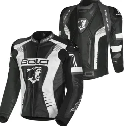 BELA X RACE GIACCA DI MOTO PELLE UOMO NERO ANTRACITE BIANCO