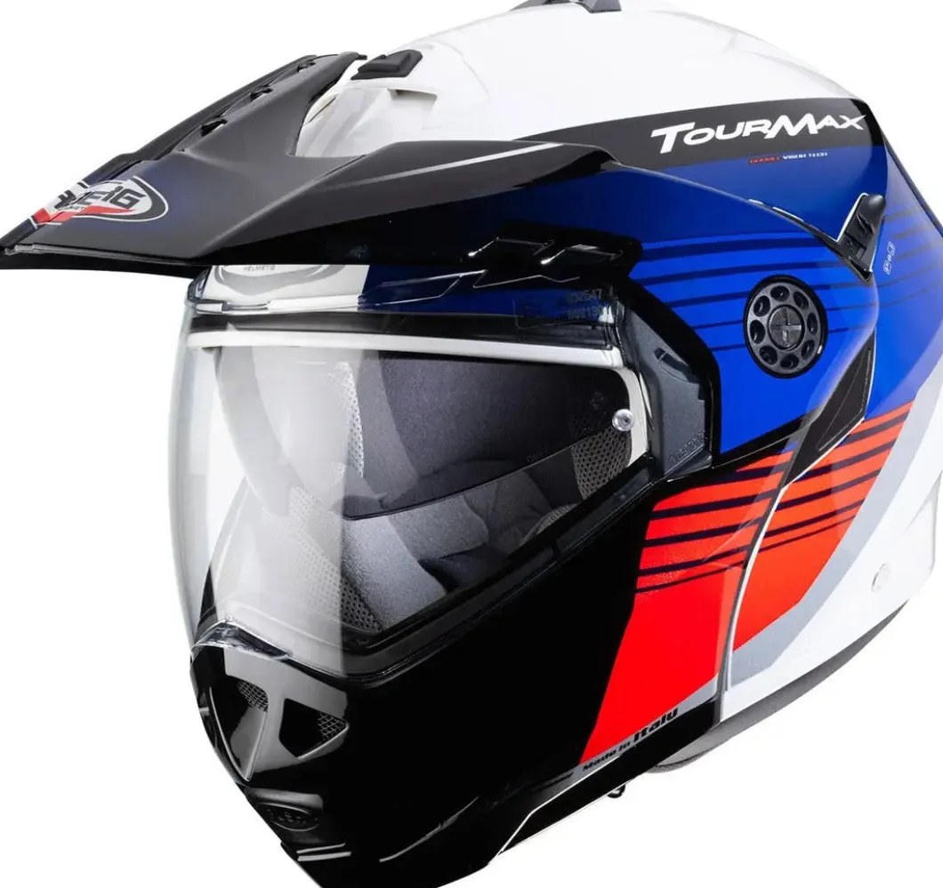 CABERG Tourmax Titan Modular Motorcycle Adventure Helmets White Blue Red