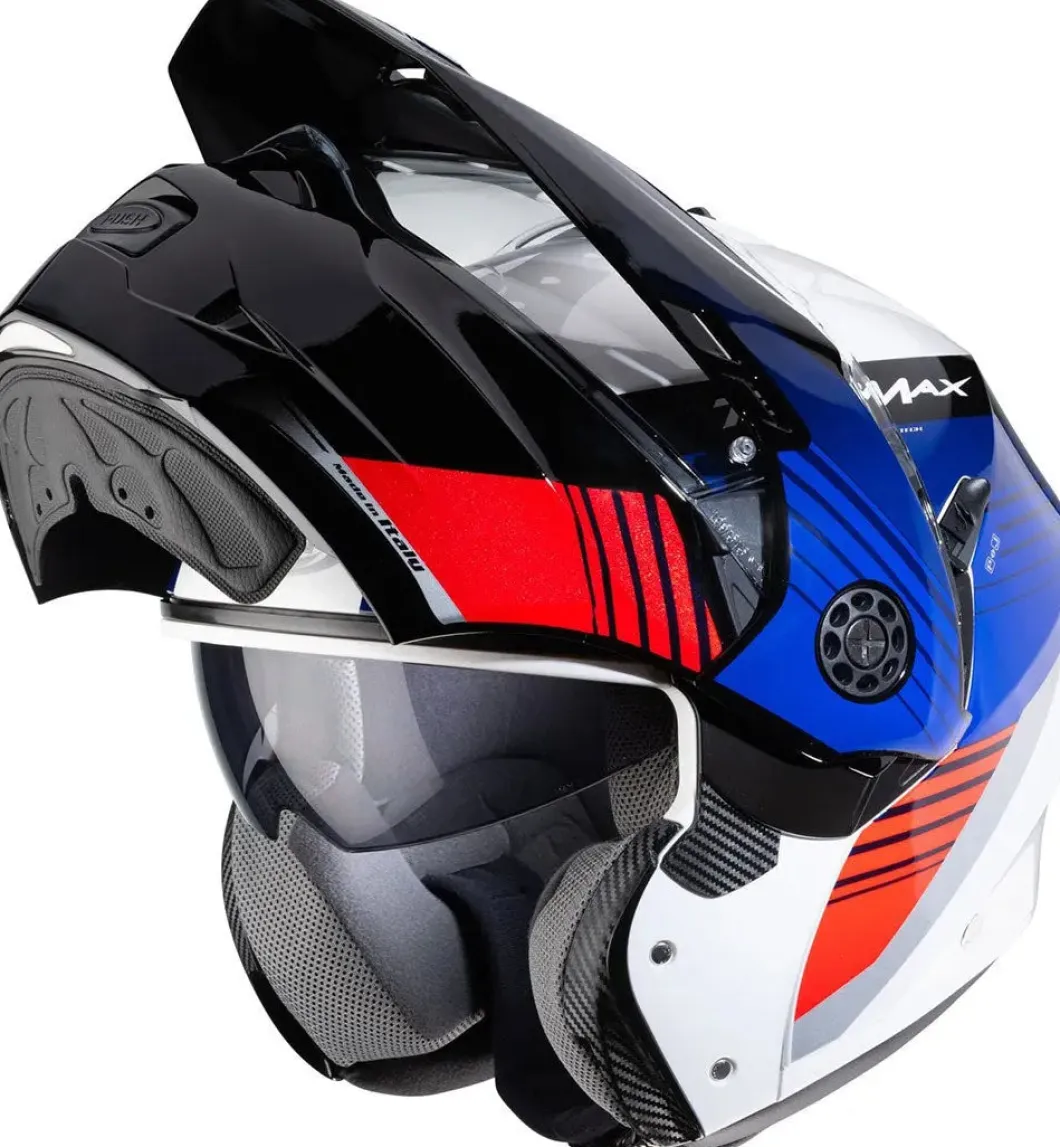 CABERG Tourmax Titan Modular Motorcycle Adventure Helmets White Blue Red