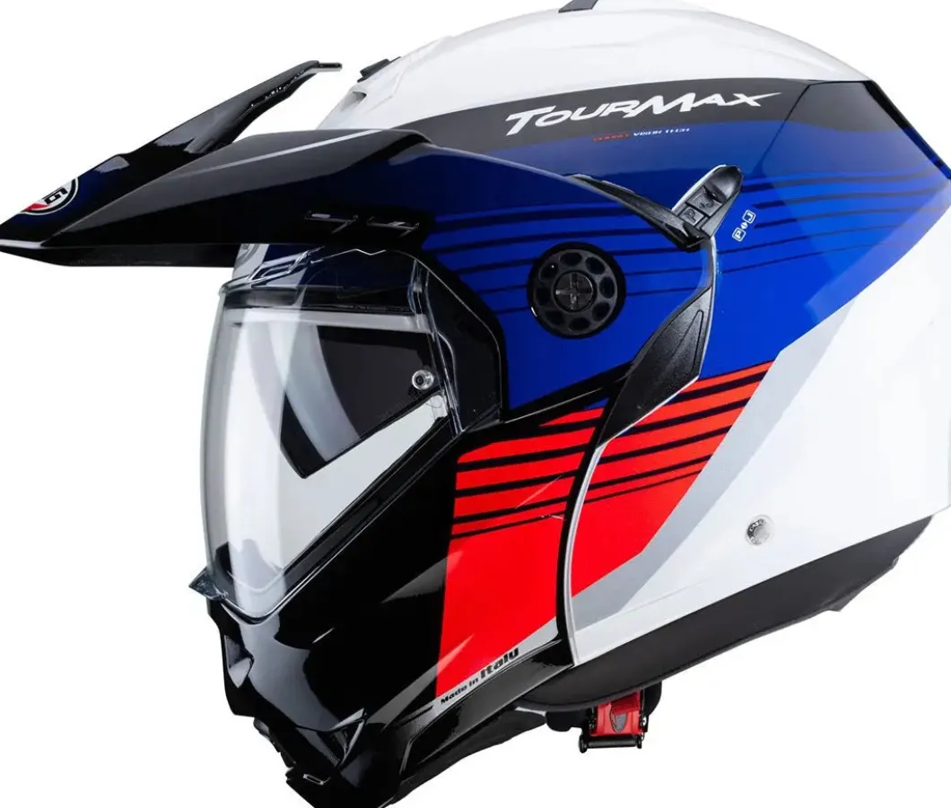 CABERG Tourmax Titan Modular Motorcycle Adventure Helmets White Blue Red