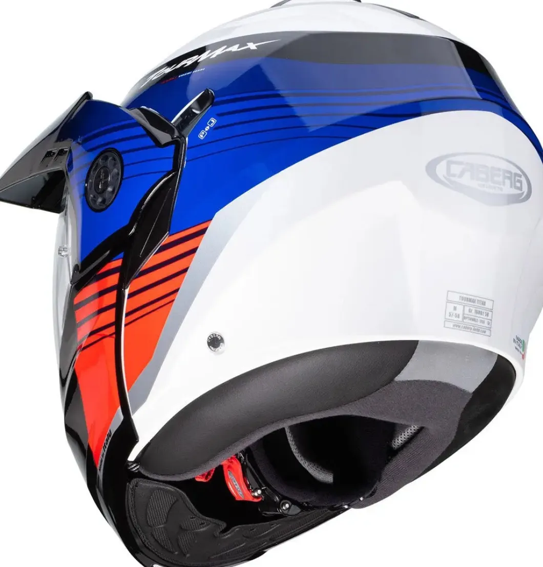 CABERG Tourmax Titan Modular Motorcycle Adventure Helmets White Blue Red