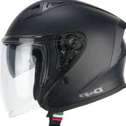 CGM 127A Deep Mono Motorcycle Jet Helmets Matte Black