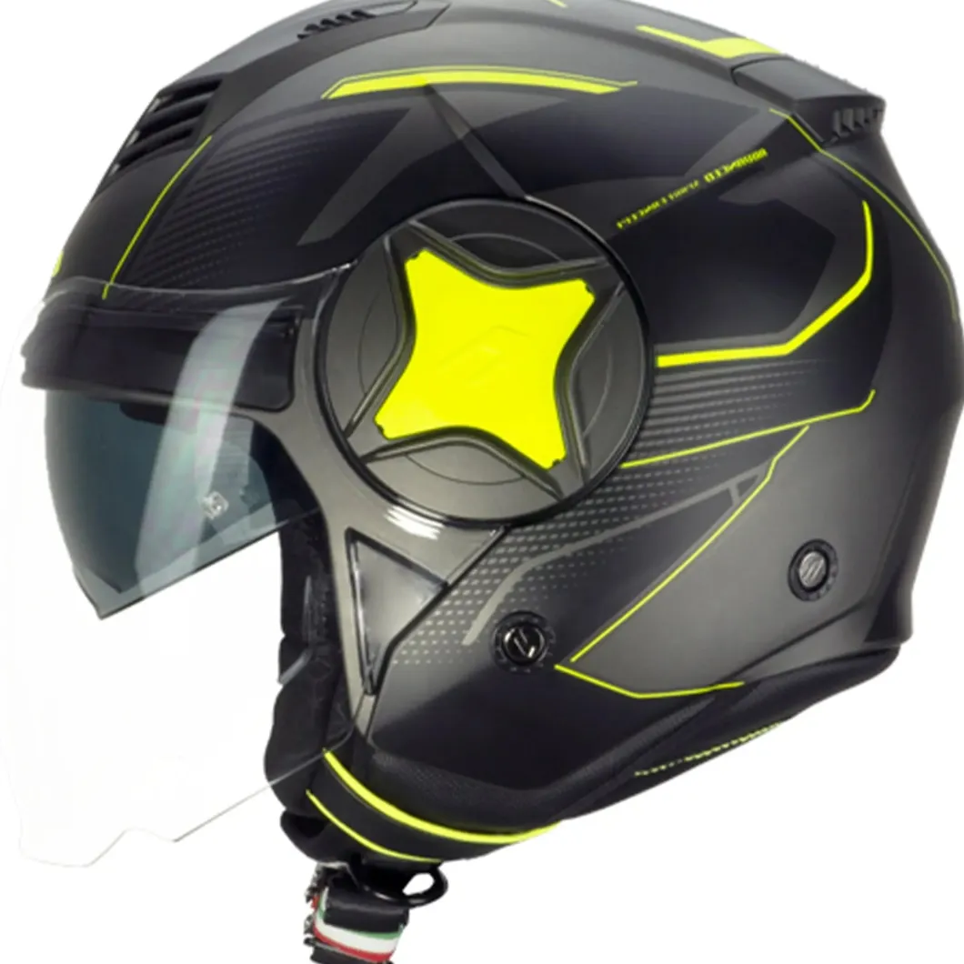 CGM 169A ILLI Moto Jet Helmets Double Visor Graphite Fluo Yellow Satin