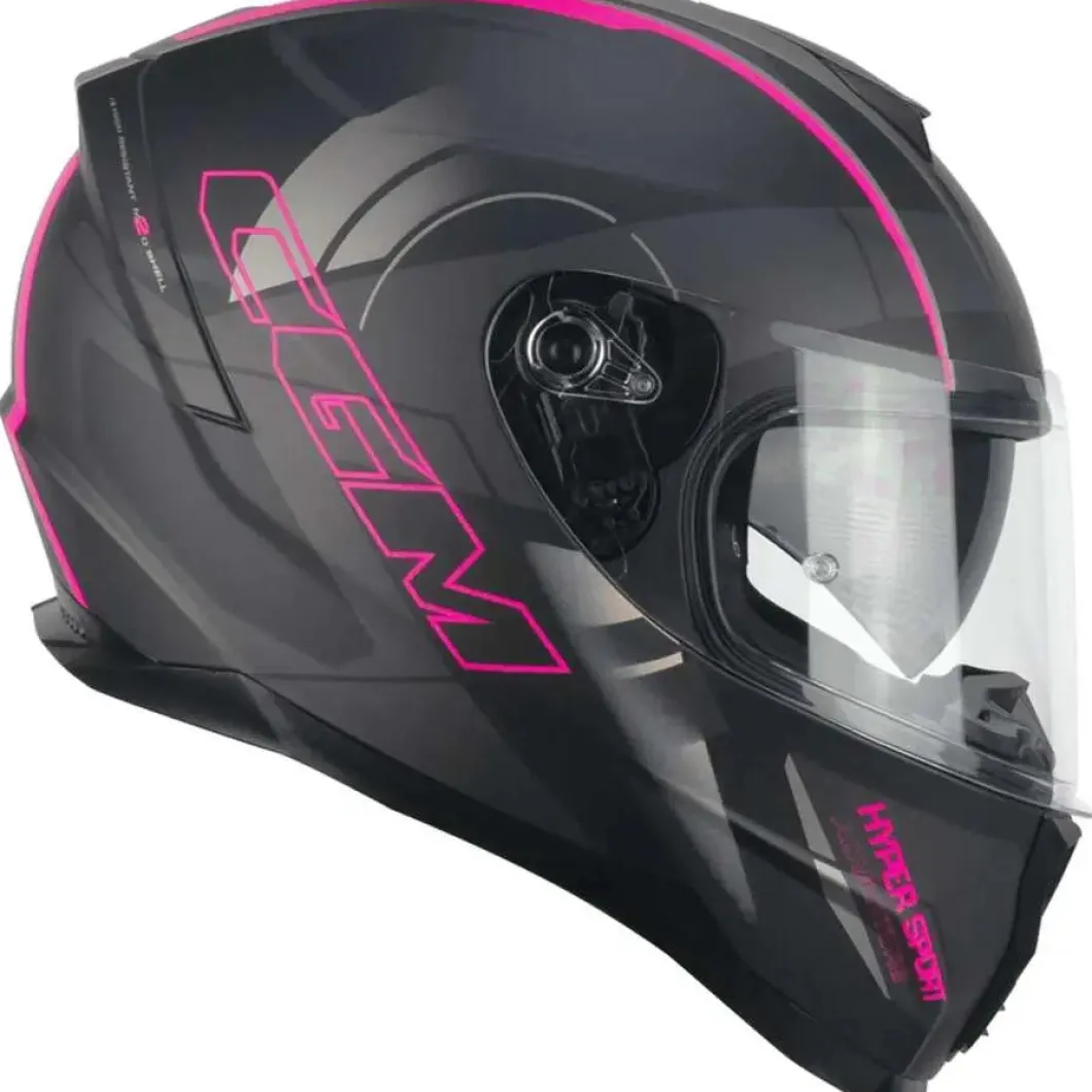 CGM 321G ATOM SPORT Full Face Motorcycle Helmets Black Fuchsia Fluo Matte