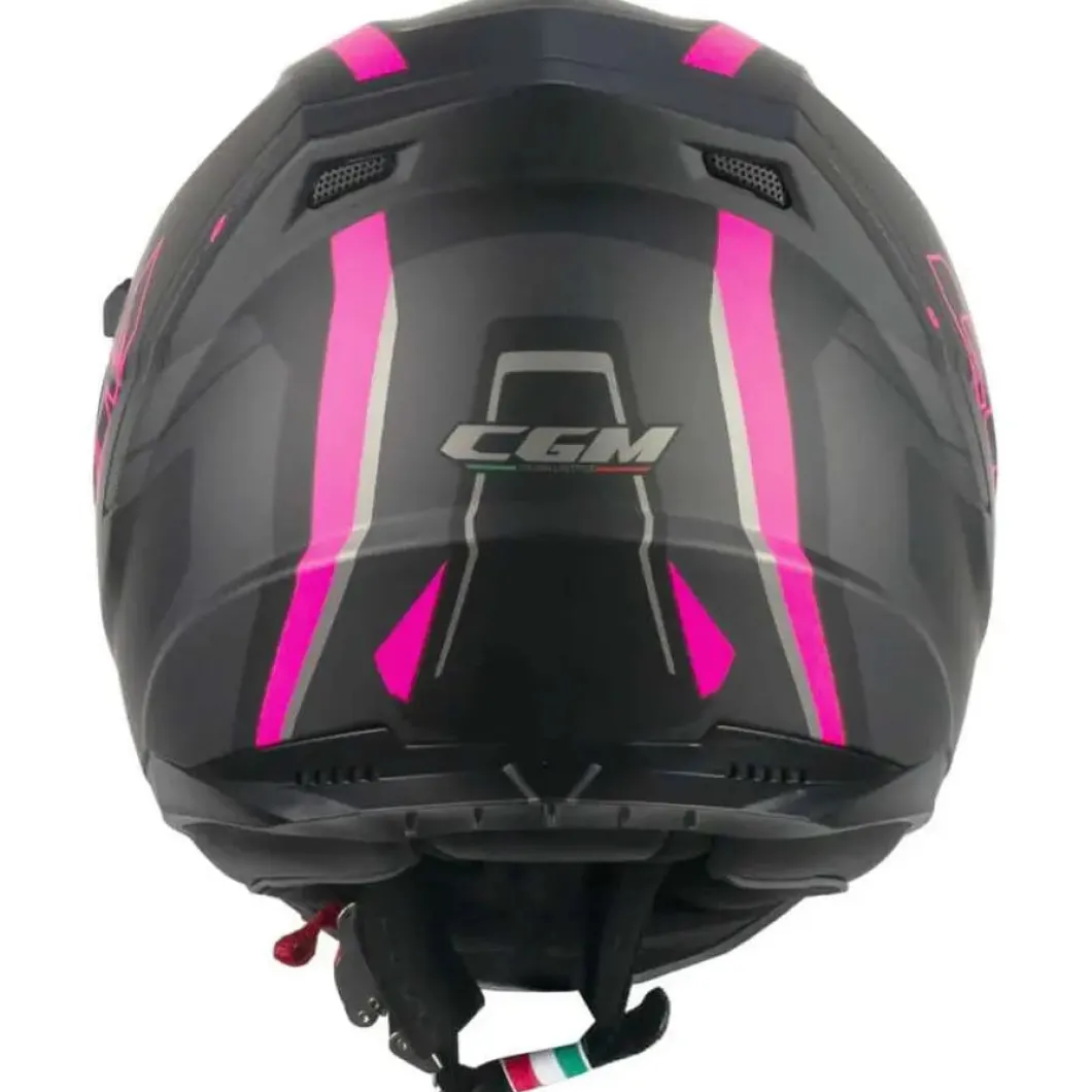 CGM 321G ATOM SPORT Full Face Motorcycle Helmets Black Fuchsia Fluo Matte