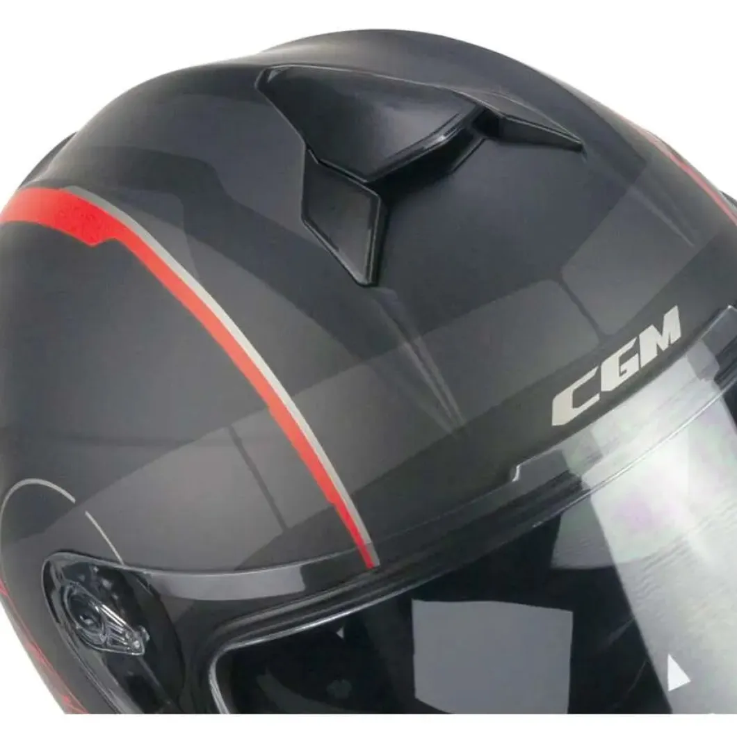 CGM 321G ATOM SPORT Full Face Motorcycle Helmets Black Red Matte