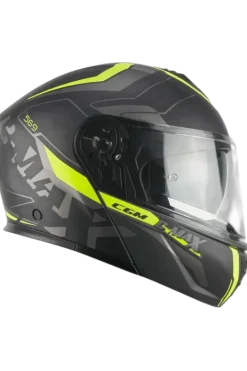 CGM 569G C-Max City Modular Motorcycle Helmets Black Fluorescent Yellow Matte