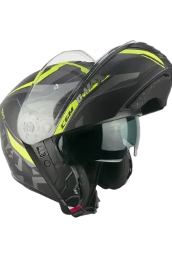 CGM 569G C-Max City Modular Motorcycle Helmets Black Fluorescent Yellow Matte
