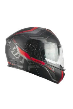 CGM 569G C-MAX CITY Modular Motorcycle Helmets Black Red Matt