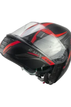 CGM 569G C-MAX CITY Modular Motorcycle Helmets Black Red Matt