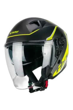 CGM 127G DEEP RACE Motorcycle Jet Helmets Graphite Fluorescent Yellow Matte
