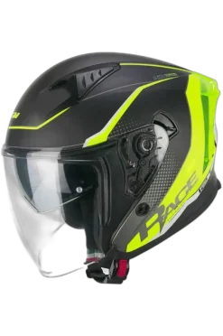 CGM 127G DEEP RACE Motorcycle Jet Helmets Graphite Fluorescent Yellow Matte