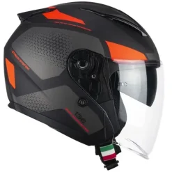 CGM 136G DNA GALAXY JET MOTORCYCLE HELMETS BLACK ORANGE FLUORESCENT MATT