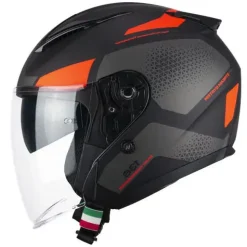 CGM 136G DNA GALAXY JET MOTORCYCLE HELMETS BLACK ORANGE FLUORESCENT MATT