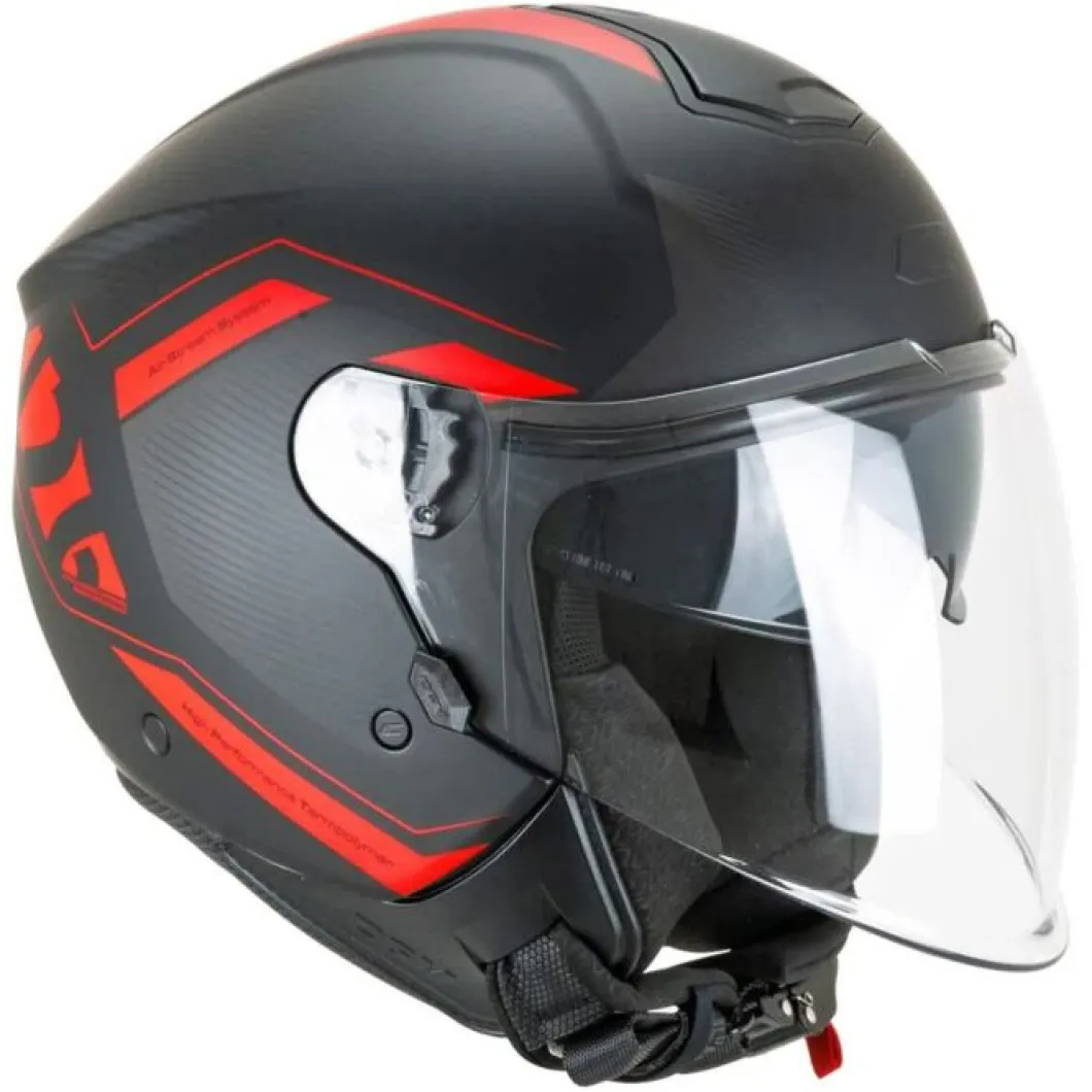 CGM 126G IPER CITY Caschi Jet Di Moto Nero Rosso