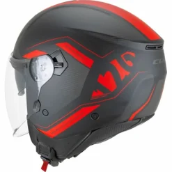 CGM 126G IPER CITY Caschi Jet Di Moto Nero Rosso