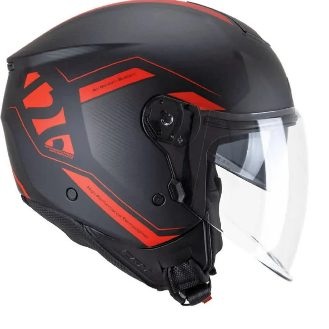 CGM 126G IPER CITY Caschi Jet Di Moto Nero Rosso