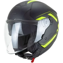 CGM 126G IPER CITY Caschi Jet Di Moto Nero Giallo fluorescente