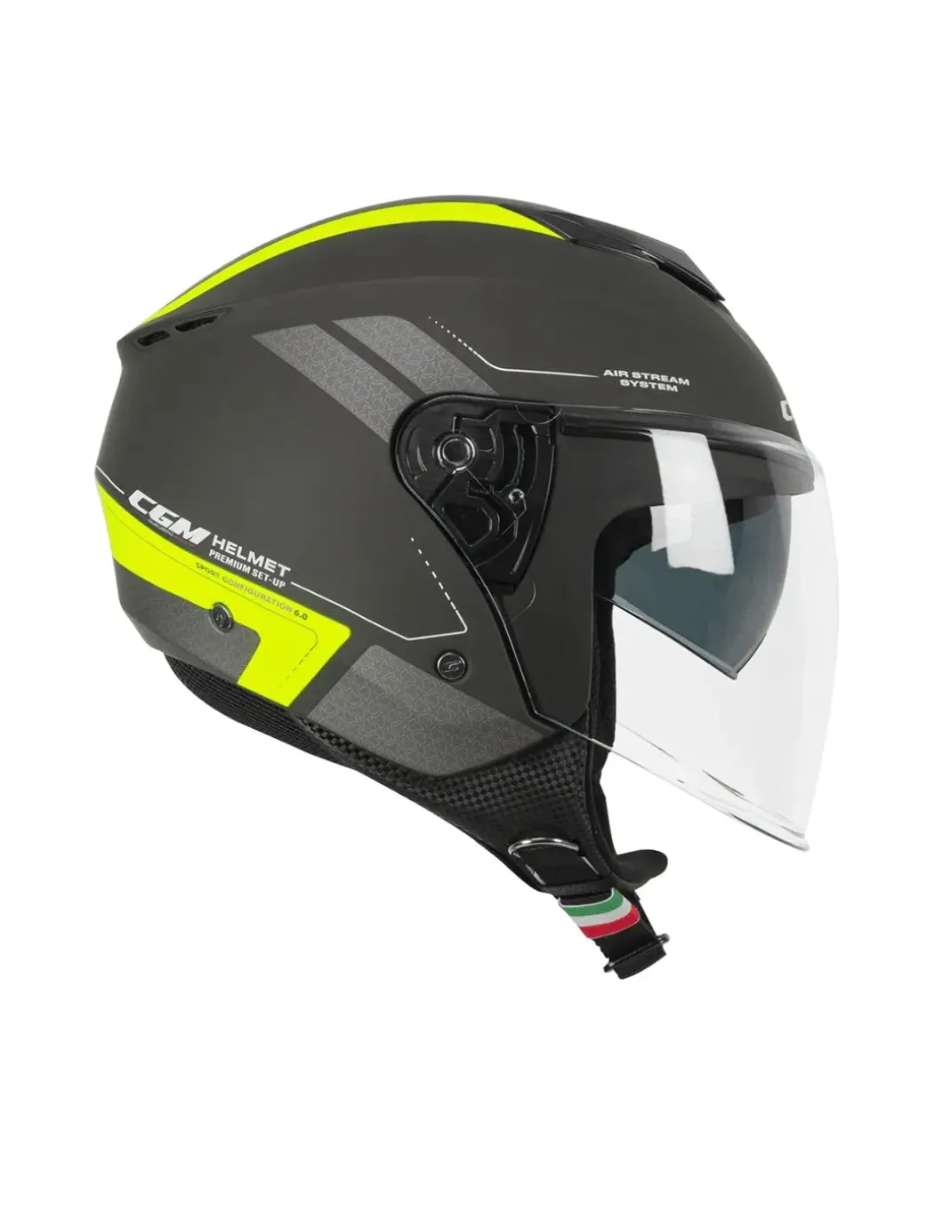 CGM 126G IPER CITY Jet Motorcycle Helmets Graphite Fluo Yellow