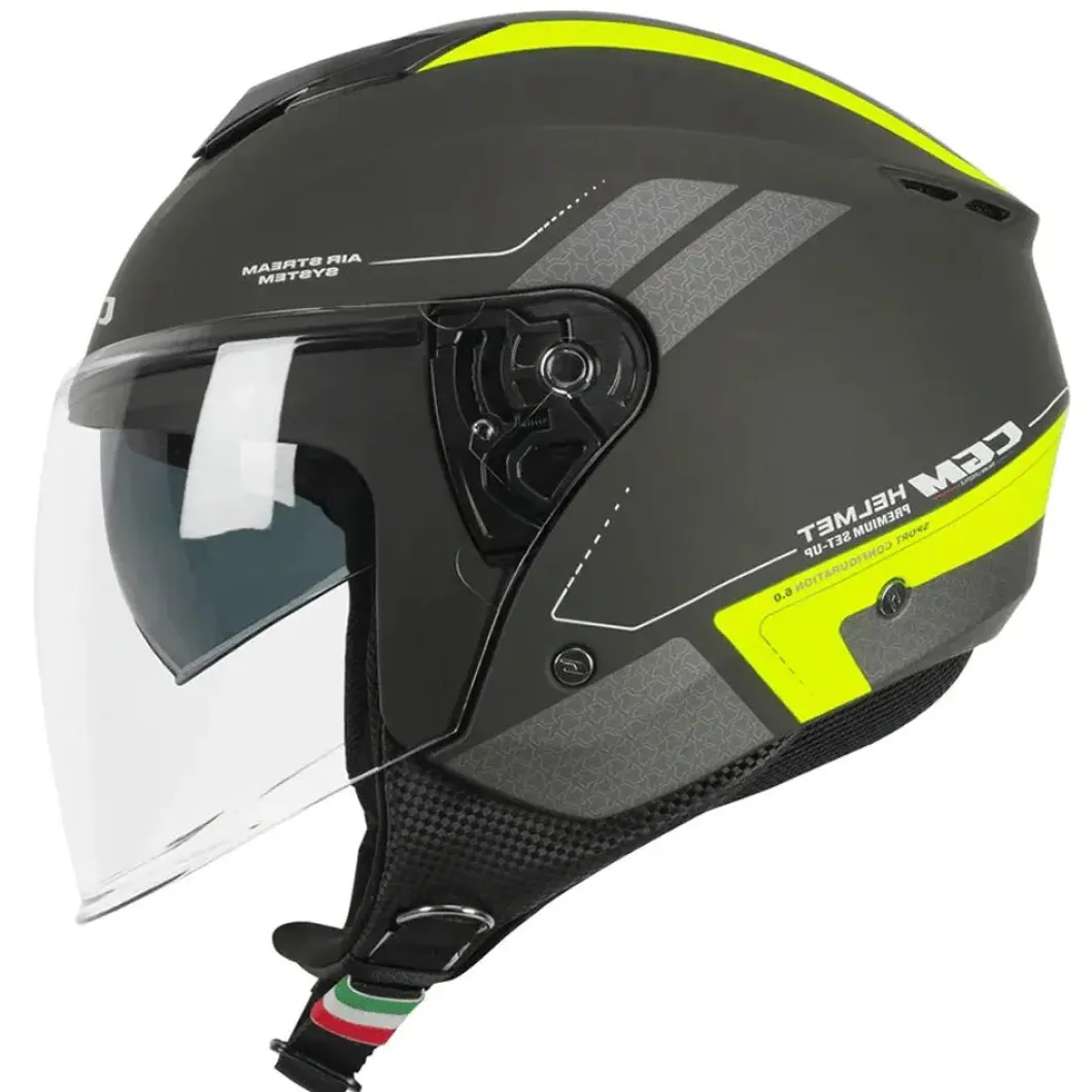 CGM 126G IPER CITY Jet Motorcycle Helmets Graphite Fluo Yellow