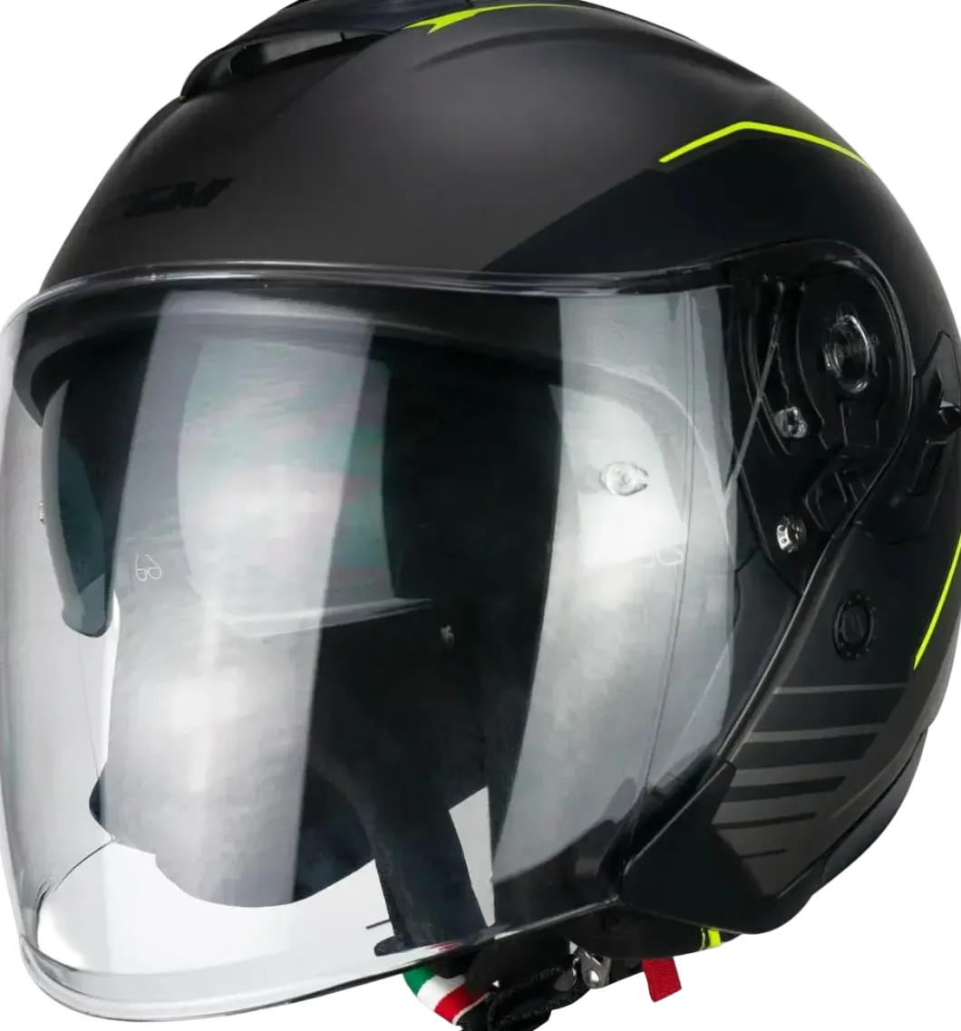 CGM 160G JAD RIDE Motorcycle Jet Helmets Matt Graphite Fluorescent Yellow